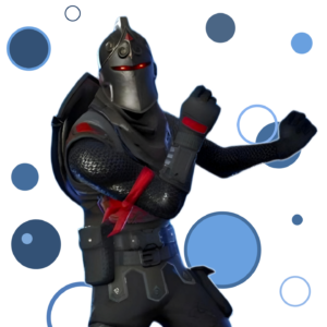 character wearing the Fortnite Black Knight skin with sleek black armor and silver accents