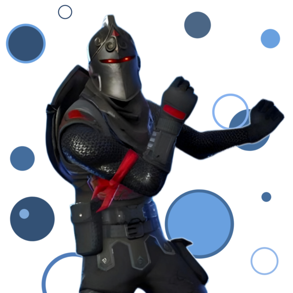 character wearing the Fortnite Black Knight skin with sleek black armor and silver accents