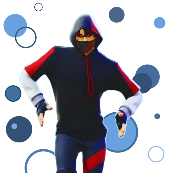 Fortnite Ikonik skin with a sleek black and red outfit