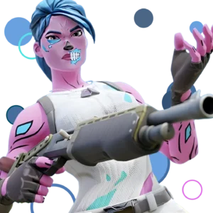 Fortnite character wearing the rare Ghoul Trooper Pink skin with a vibrant pink color scheme