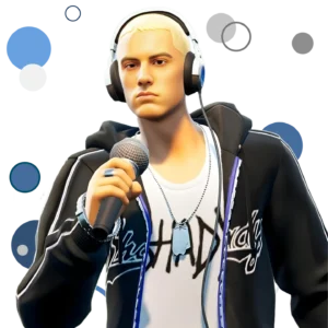 Eminem Fortnite skin showcasing iconic hoodie and beanie.