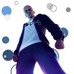 Eminem Skin showcasing the iconic rapper’s hoodie, beanie, and tattoos.