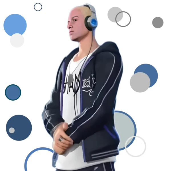 Eminem Skins Fortnite featuring iconic hoodie, beanie, and detailed tattoos.